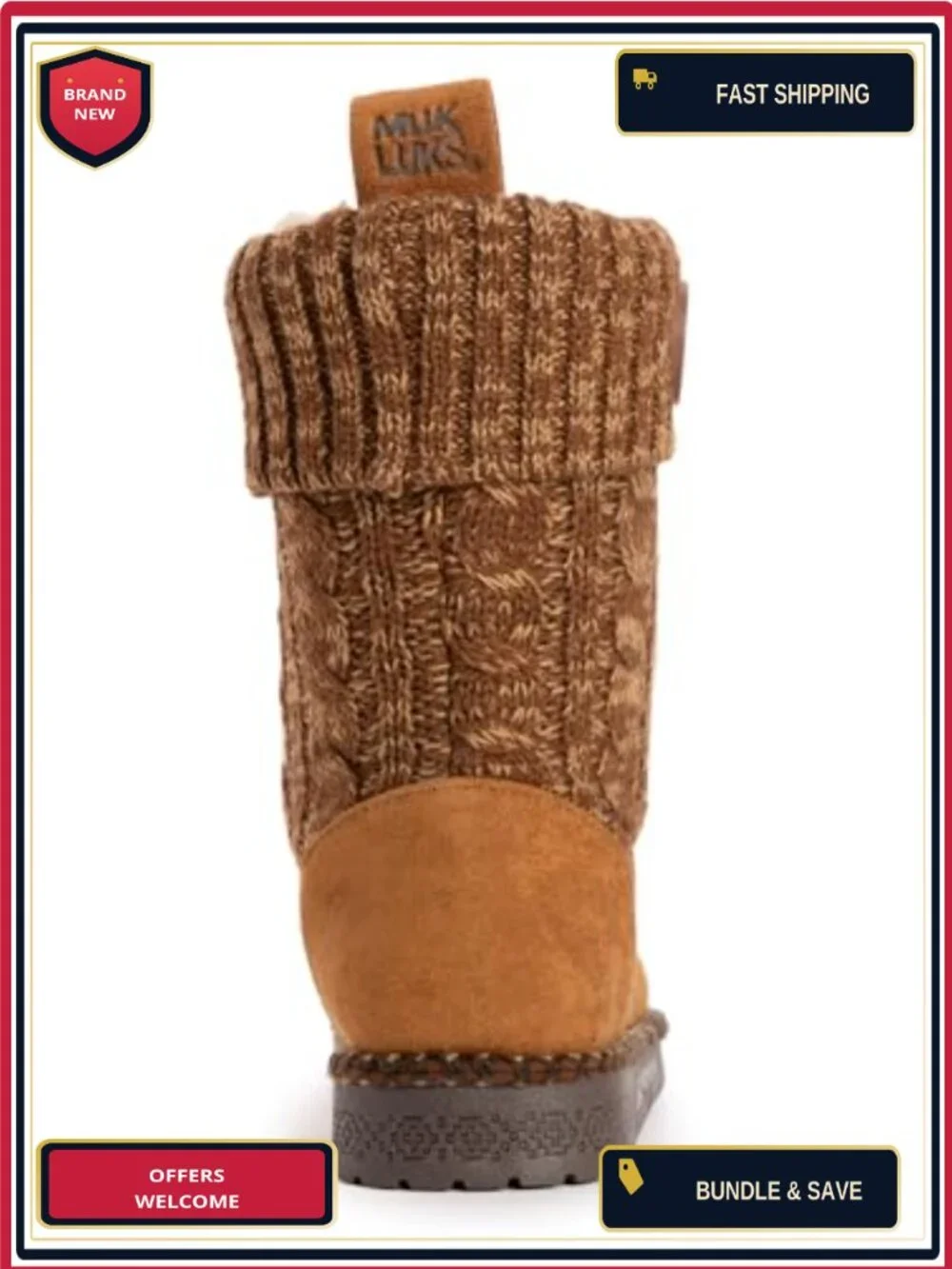 Muk Luks Janet Ankle Bootie Faux Fur Lining Water Resistant